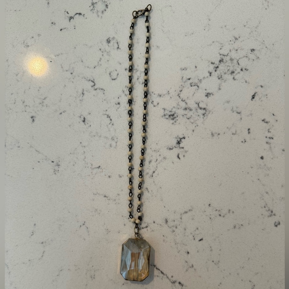 Beaded Necklace with Large Stone